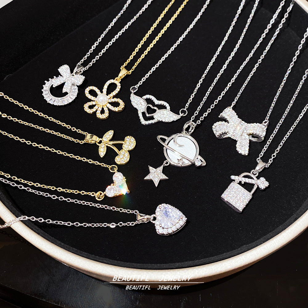 Women's Minority Simple Fashionable Elegant Zircon Clavicle Chain Titanium Steel Accessory Necklace
