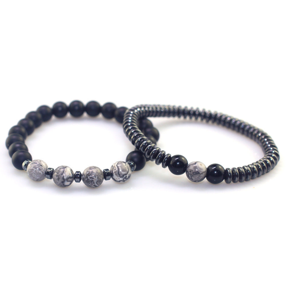 Frosted Black Agate Tiger Eye Meeting Bracelets