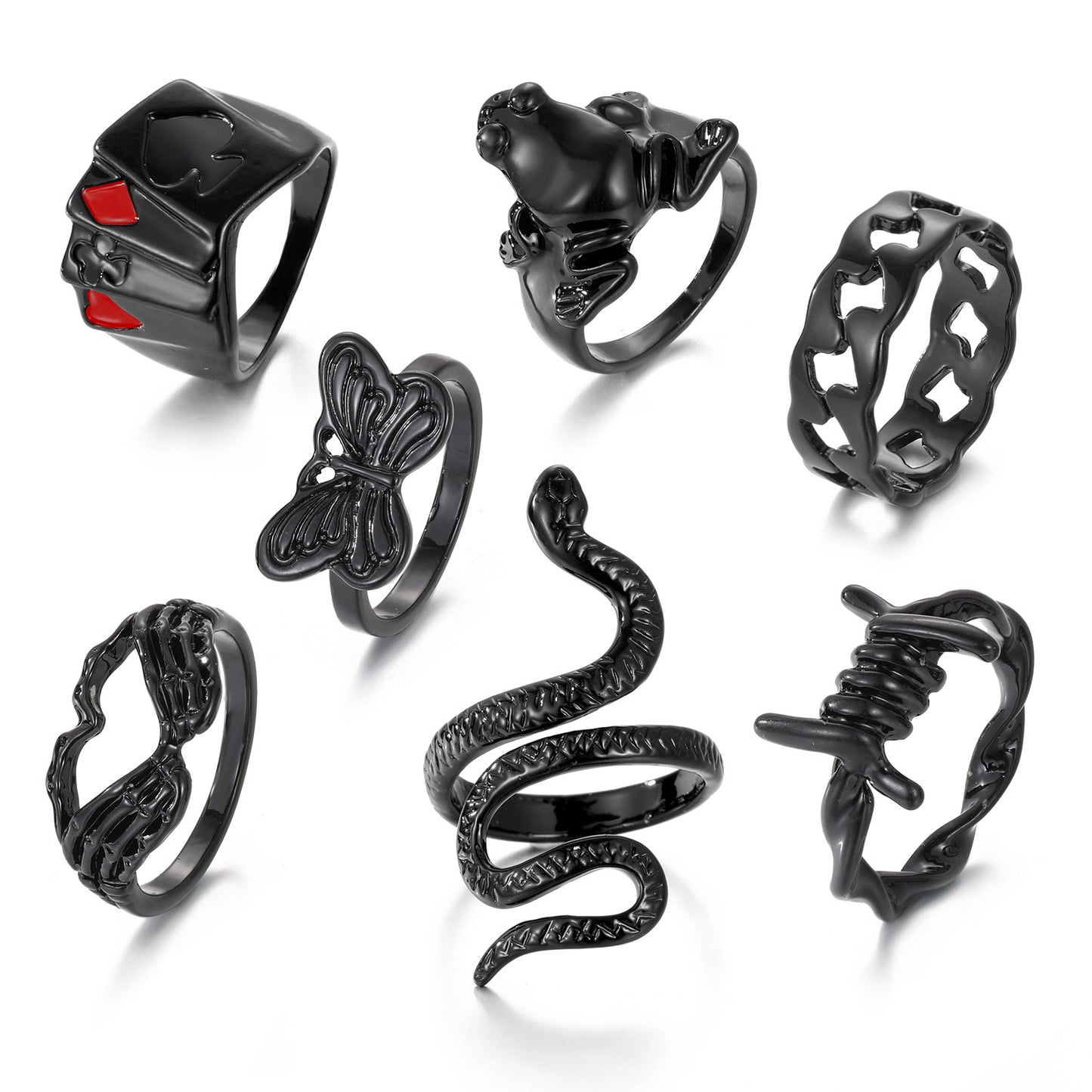 With Personality Creative Simple Twin Black Joint Snake-shaped Rings