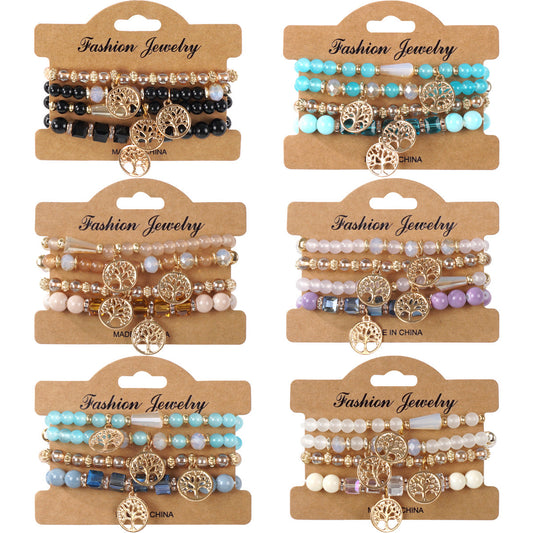 Bohemian Style String Beads Twin Four Bracelets