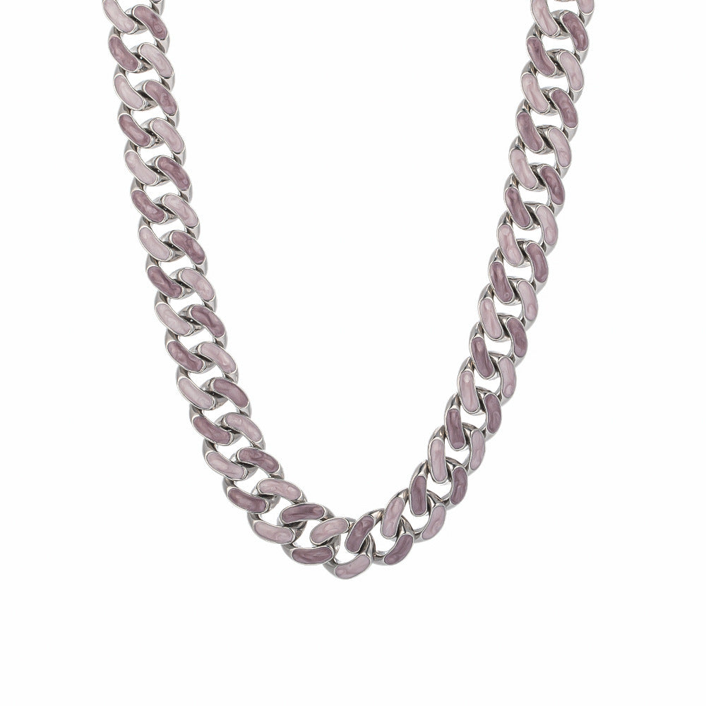 Women's & Men's Hip Hop Trend Full Diamond Cuban Fashionable Titanium Necklaces