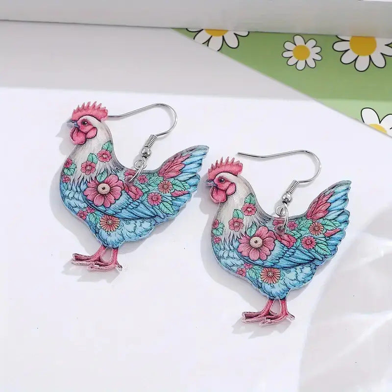 Bright Floral Flat Acrylic Creative Colorful Earrings