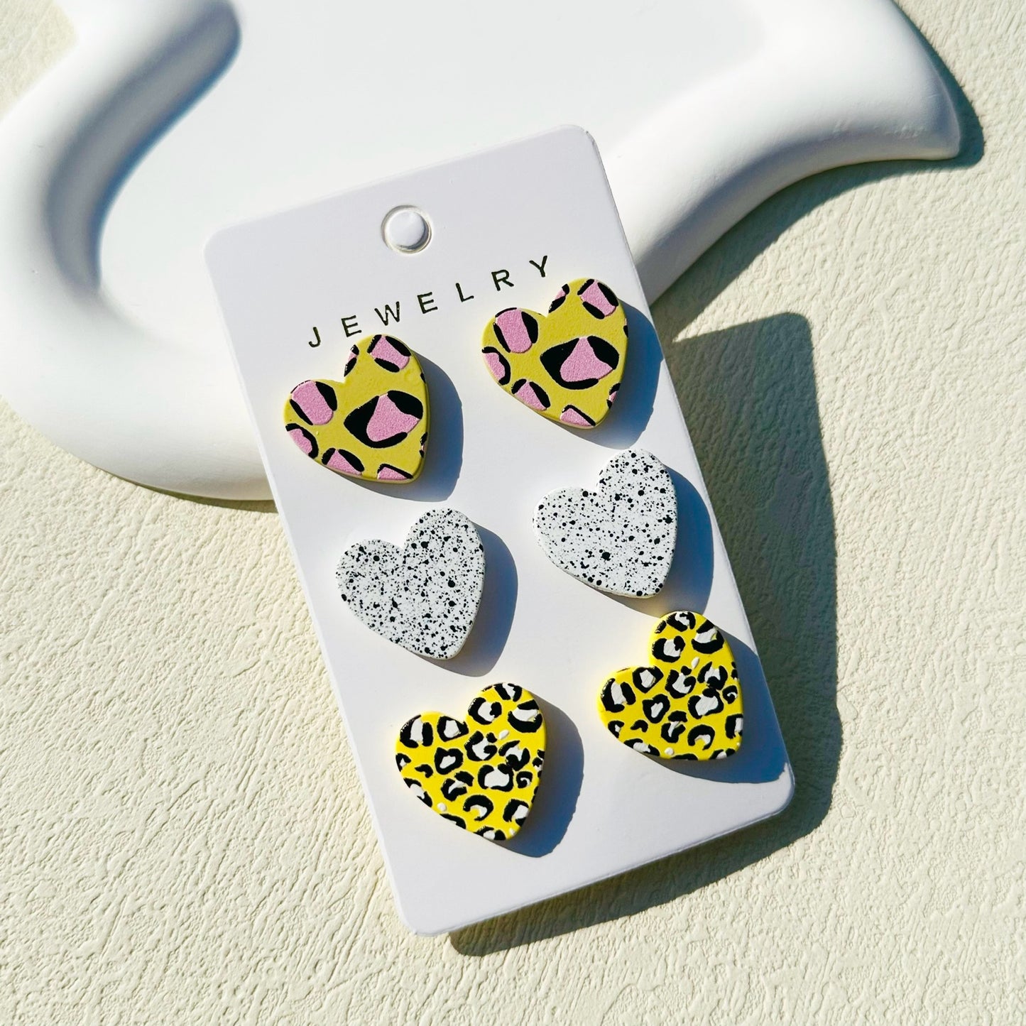 Women's Valentine's Day Denim Love Paint Printing Clay Quality Earrings