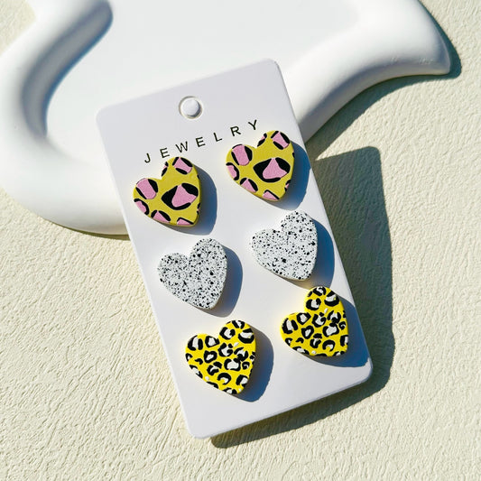 Women's Valentine's Day Denim Love Paint Printing Clay Quality Earrings