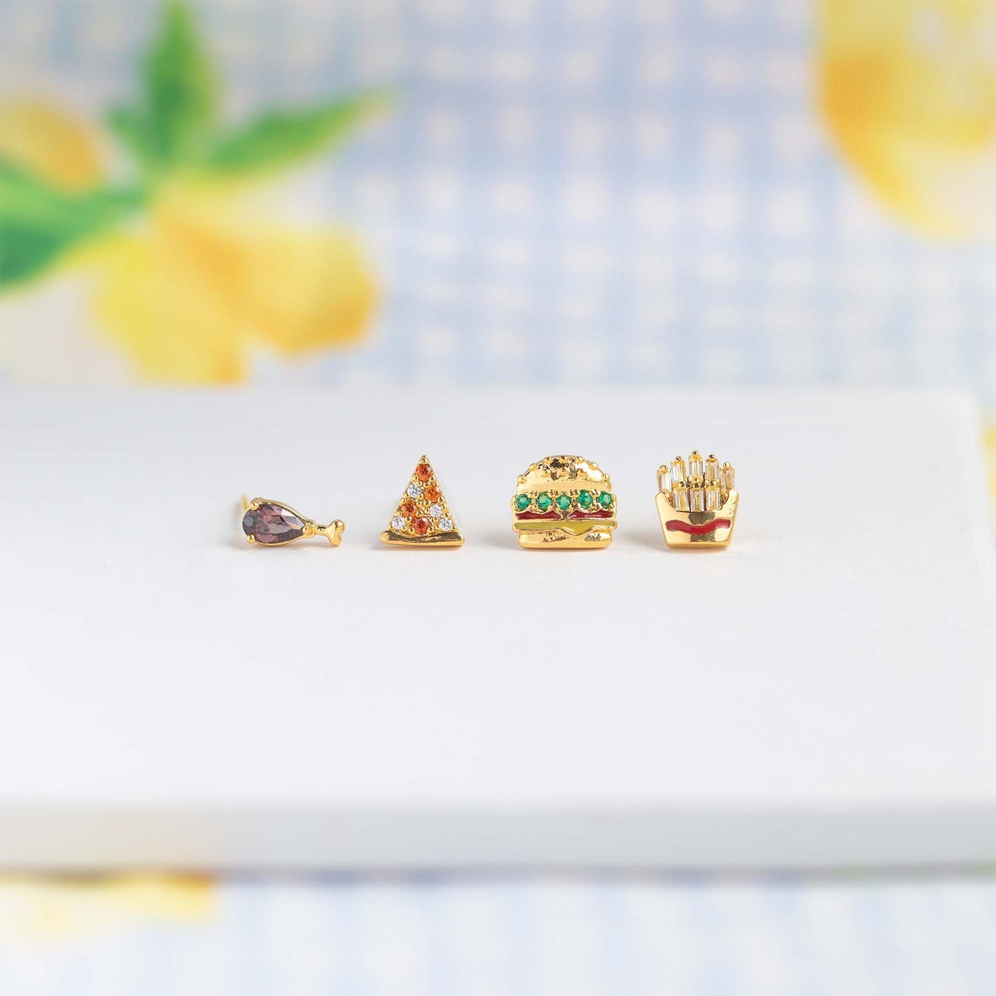 Hamburger Series Exquisite Real Gold Color Rings