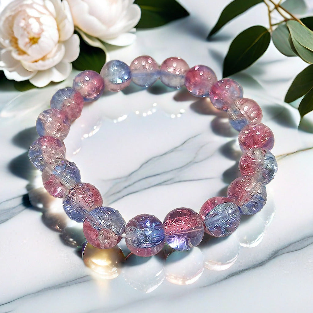 Purple Brushed Floral Beads Female Hand Toy Bracelet