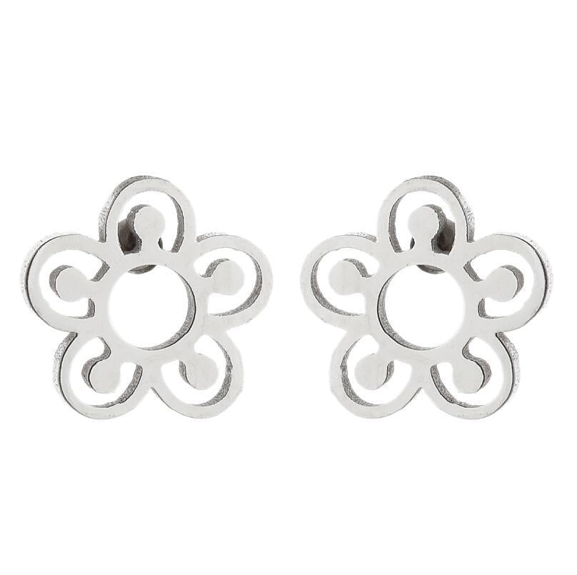 Lotus Ear Bone Hollow Origami Stainless Stud Earrings