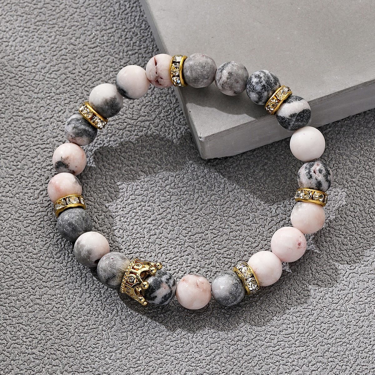 Natural Stone Essential Oil Pink Zebra Bracelets