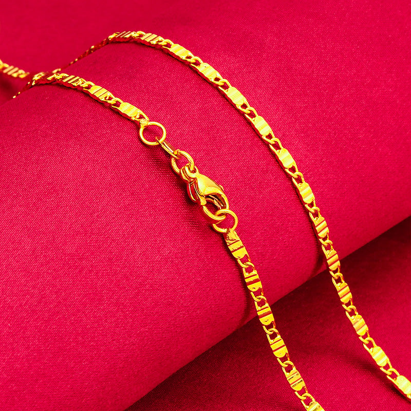 Women's Lobster Buckle Color Gold Plated Water Wave Chain Snake Bones Necklace