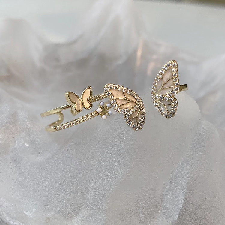 Women's Fairy Butterfly Flower Open Fashion Personality Affordable Luxury Niche Exquisite Rings