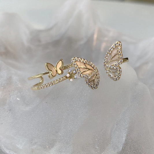 Women's Fairy Butterfly Flower Open Fashion Personality Affordable Luxury Niche Exquisite Rings