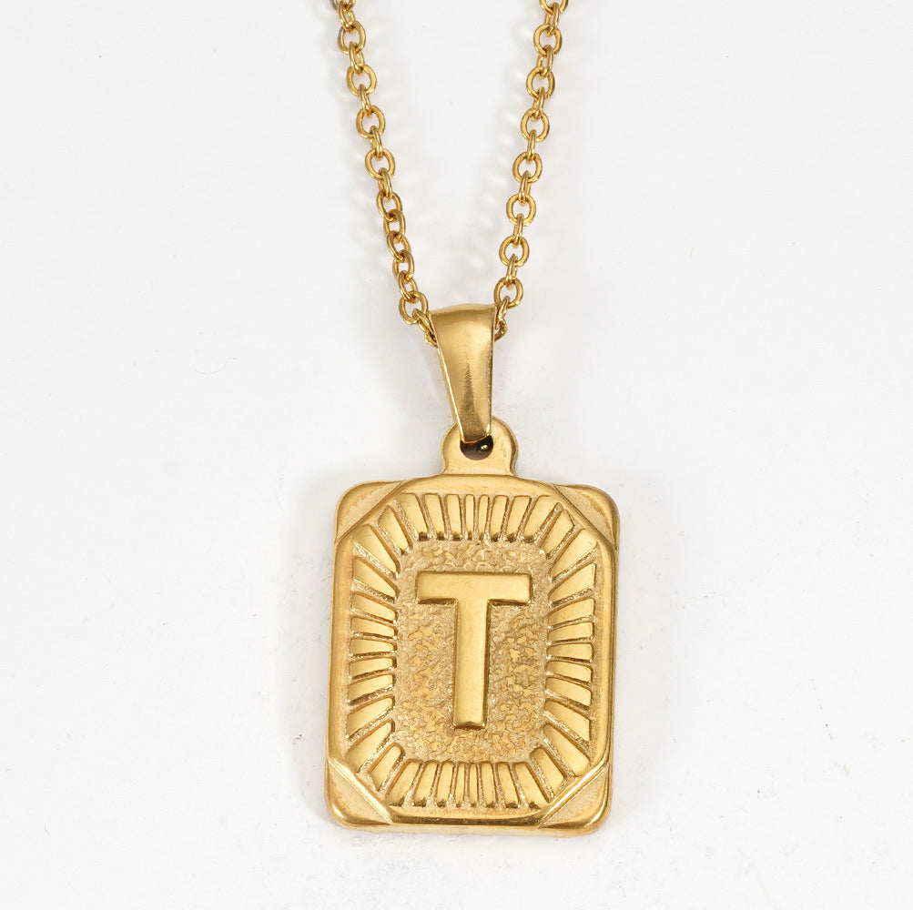 Gold English Letter Tag Simple Sweater Pendants