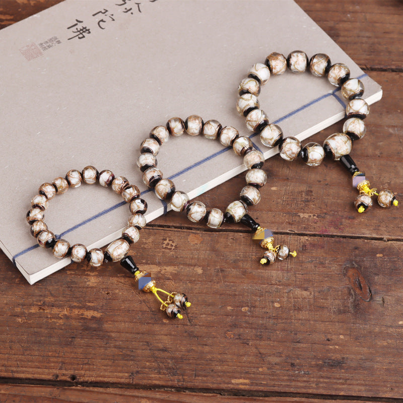 Women's & Men's Broadcast Fragrant Gray Colored Glaze Round Bracelet