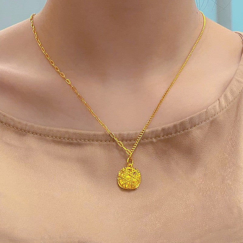 Gold Brushed Flash Elegant Sugar Integrated Chain Light Luxury Necklace