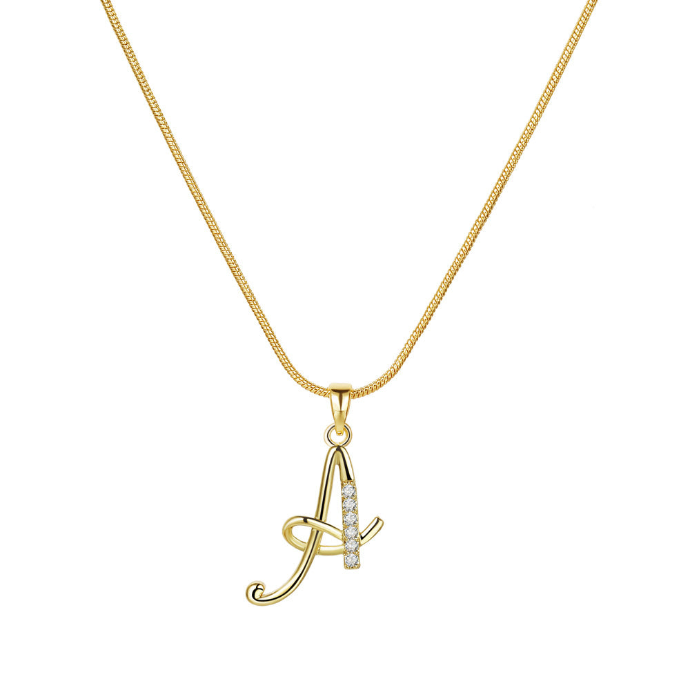 Simple Copper Inlaid Zircon Snake Chain Gold Advanced Necklaces