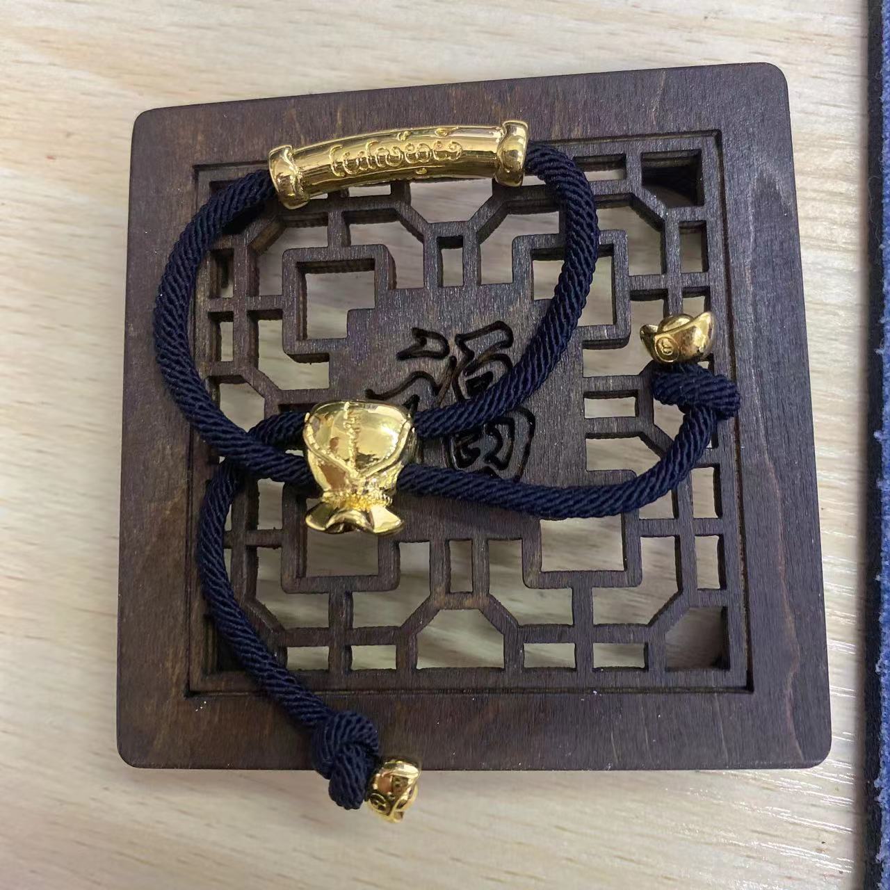 Thailand Blessing Card Barrel Lotus Electroplated Real Gold Purse Bracelet