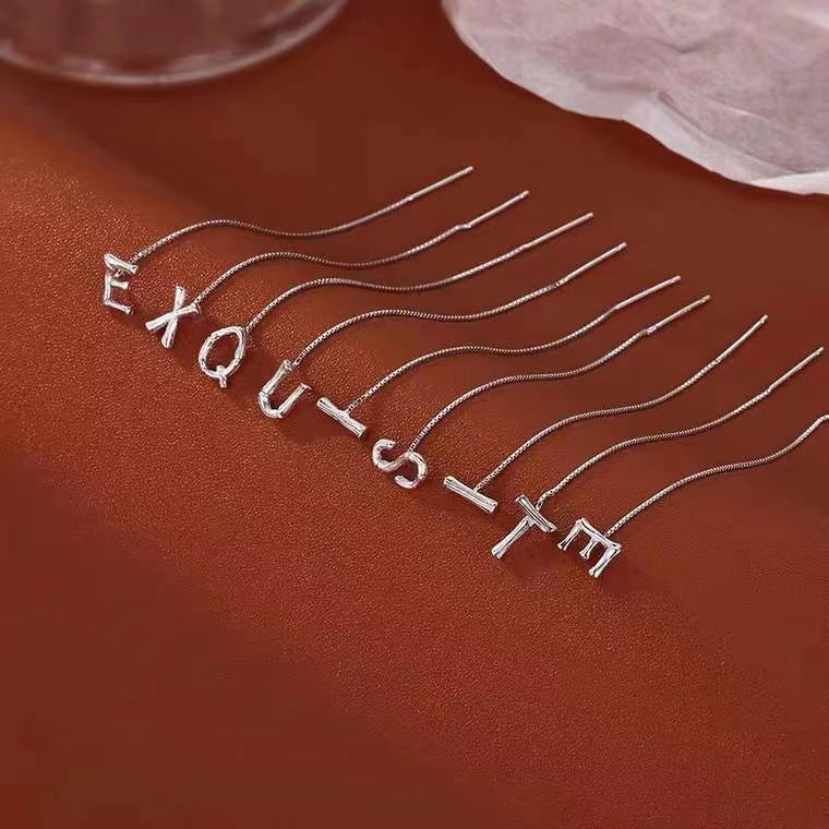 Sier English Letters Trendy Light Luxury High-grade Elegant Face Slimming Ear Line