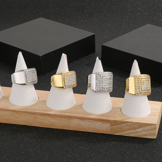 Men's Hop Square Fashion Luxury Vacuum Plating Rings