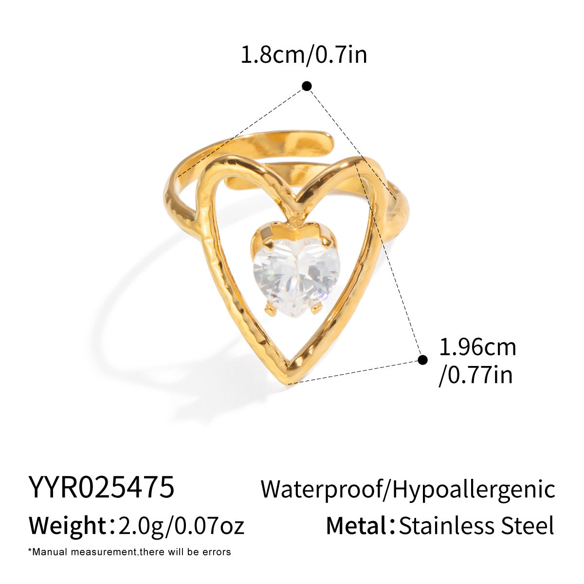 Ling Exaggerated Irregular Geometric Open Vacuum Gold Plating Personality Rings