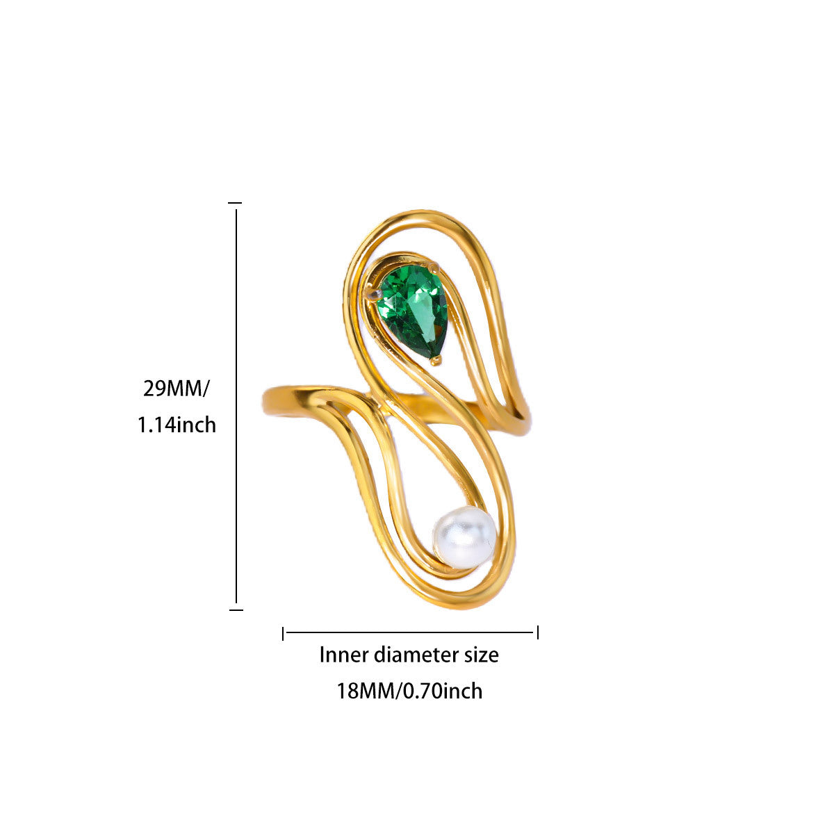 Women's Gold-plated Stainless Steel Geometric High-grade Open Ring
