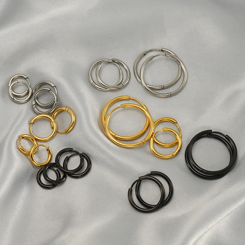 Women's & Men's Stainless Steel Circle Ear Clip Versatile Personality Earrings