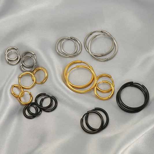 Women's & Men's Stainless Steel Circle Ear Clip Versatile Personality Earrings