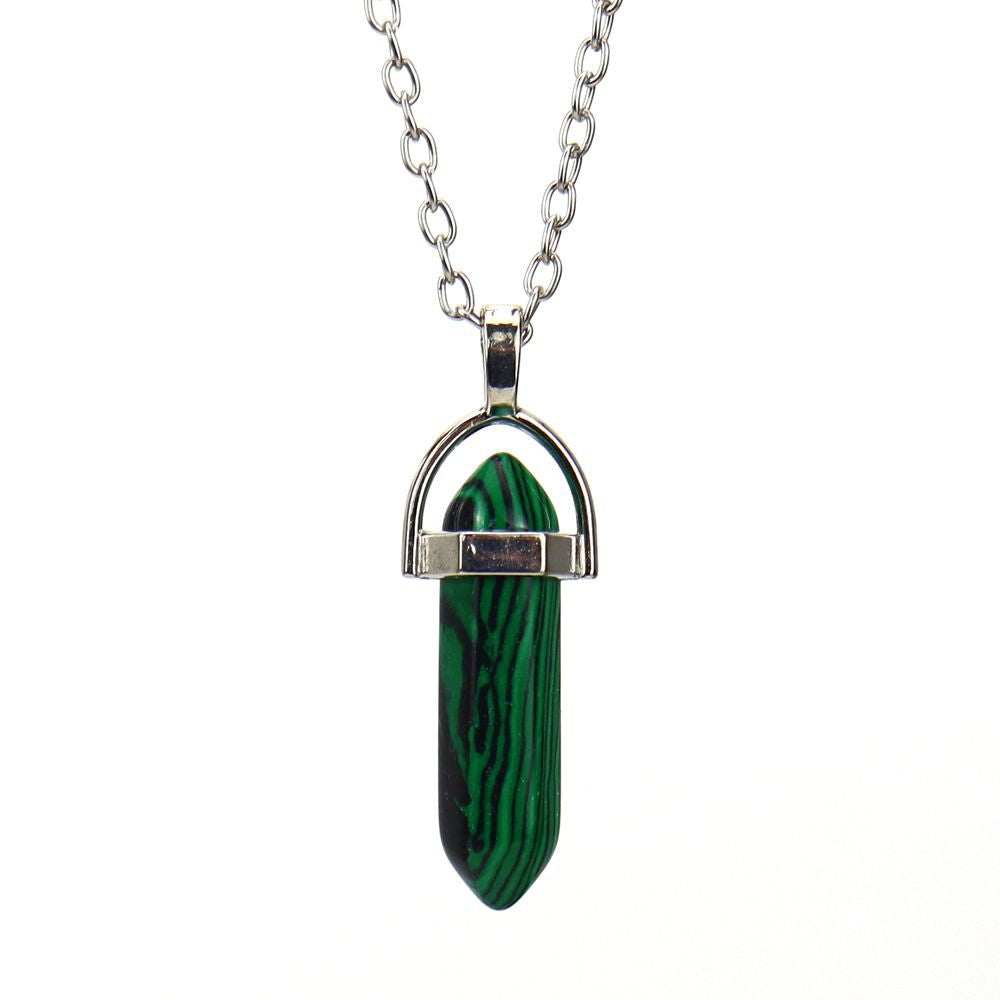 Agate Synthetic Crystal Hexagon Prism Soul Pendants