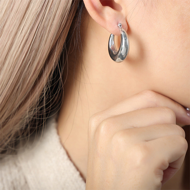 Simple Fashion Personality Niche High Sense Geometric Glossy Earrings