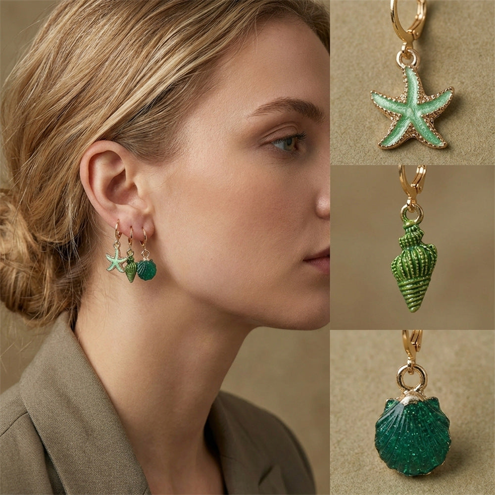 Summer Drop Oil Glitter Marine Female Ear Earrings