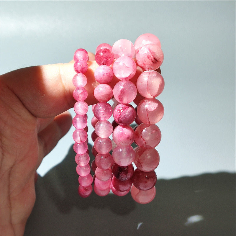 Little Female Persian Jade Round Beads Finger Twist Bracelet