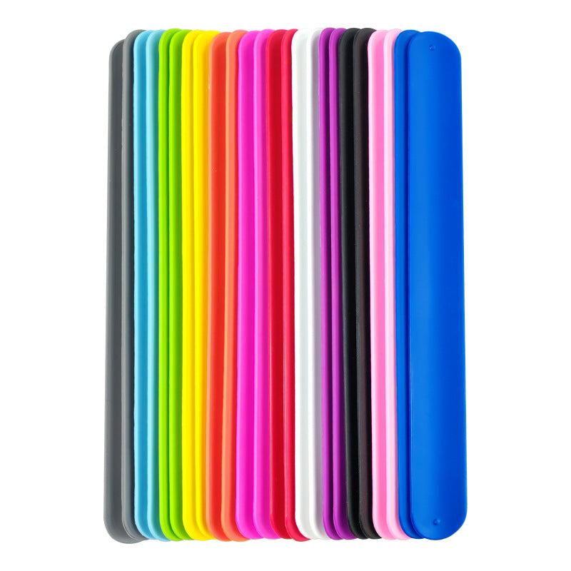 Children's Silicone Gel Slap Wristband Pat Band Wrist Strap Solid Color Rings