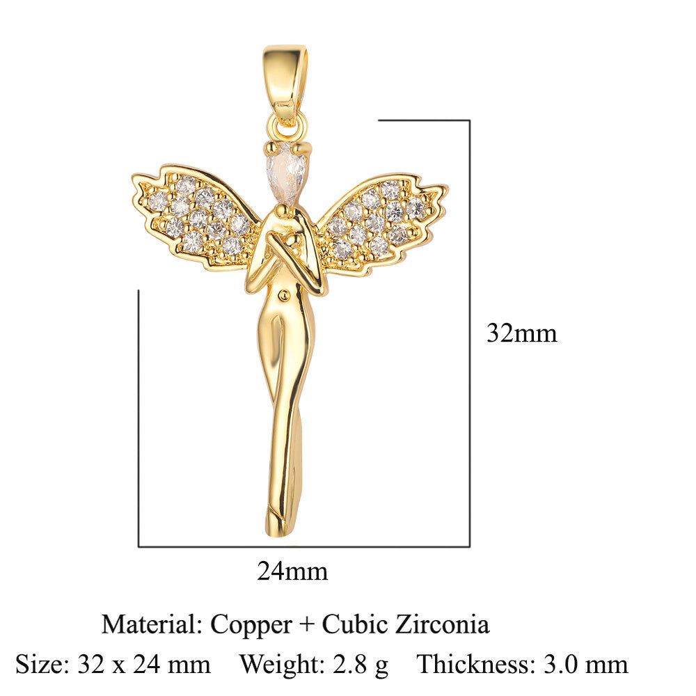 Rose Copper Zircon Crown Love Eyes Pendants