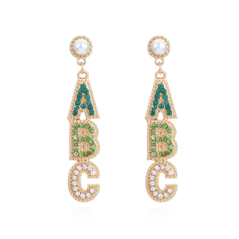 Women's Letter Super Shiny Long Colorful Crystals Earrings