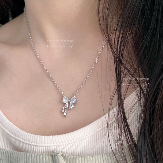 Alloy Bow Clavicle Chain Light Luxury Minority High Pendants