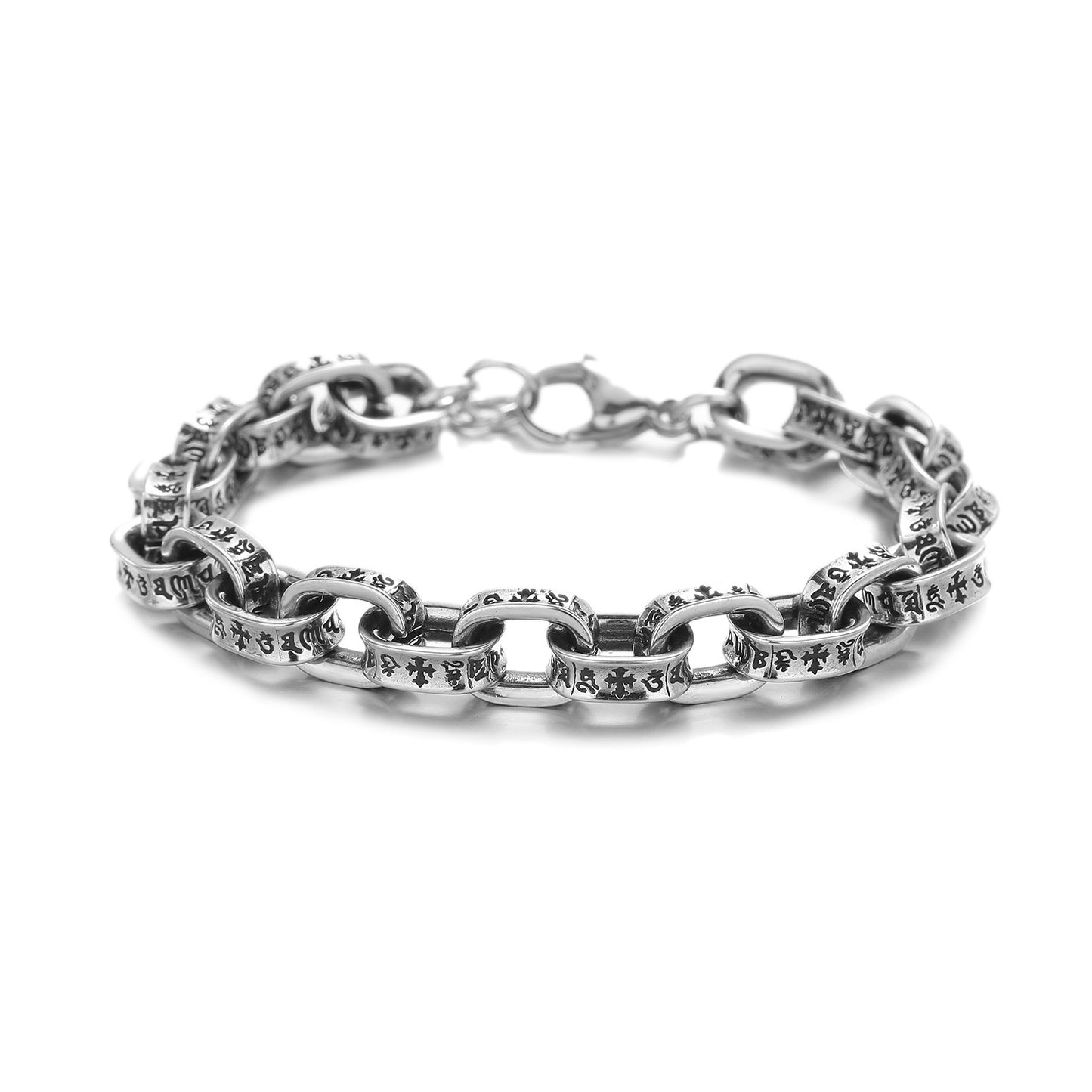 Women's & Men's Retro Titanium Steel Dice Cruciate Flower Simple Hip Hop Gold Bracelet