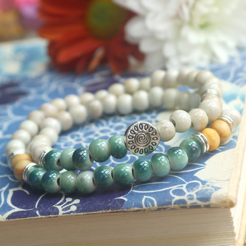 Ceramic Fresh Small Beads Two-circle Sisters Bracelet