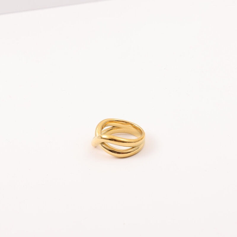 Cross Art Abstract Design Titanium Steel Gold Rings