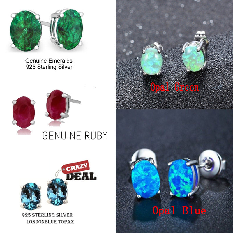 Attractive Beautiful Charming Glamorous Oval Opal Earrings