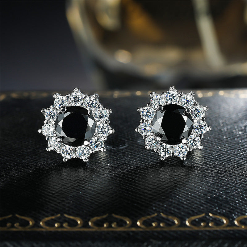Women's Snowflake Pink Diamond Zircon Fashion Sunflower Stud Earrings
