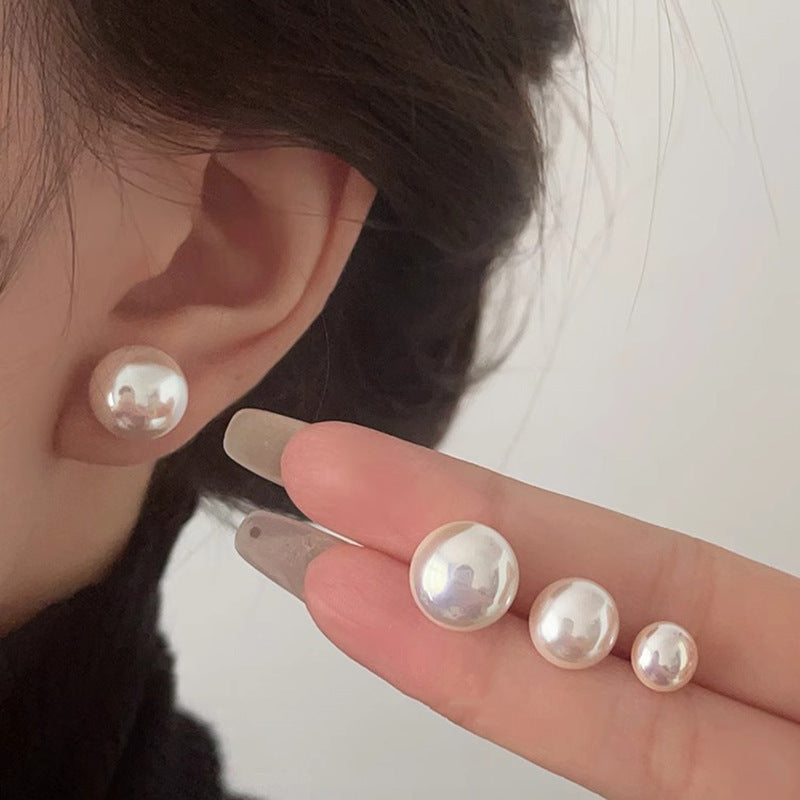 Flour Light Milky White Pearl Female Sterling Earrings