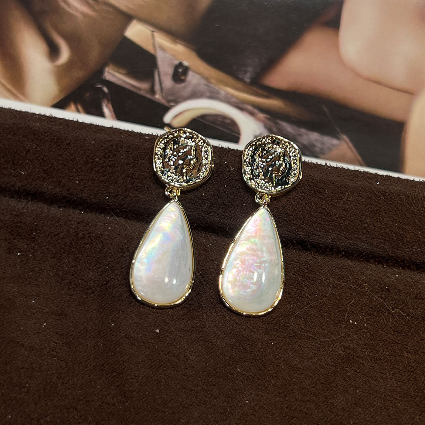 Women's Abalone Shell Series Gold Plated Environmental Protection Fashion French High-grade Earrings