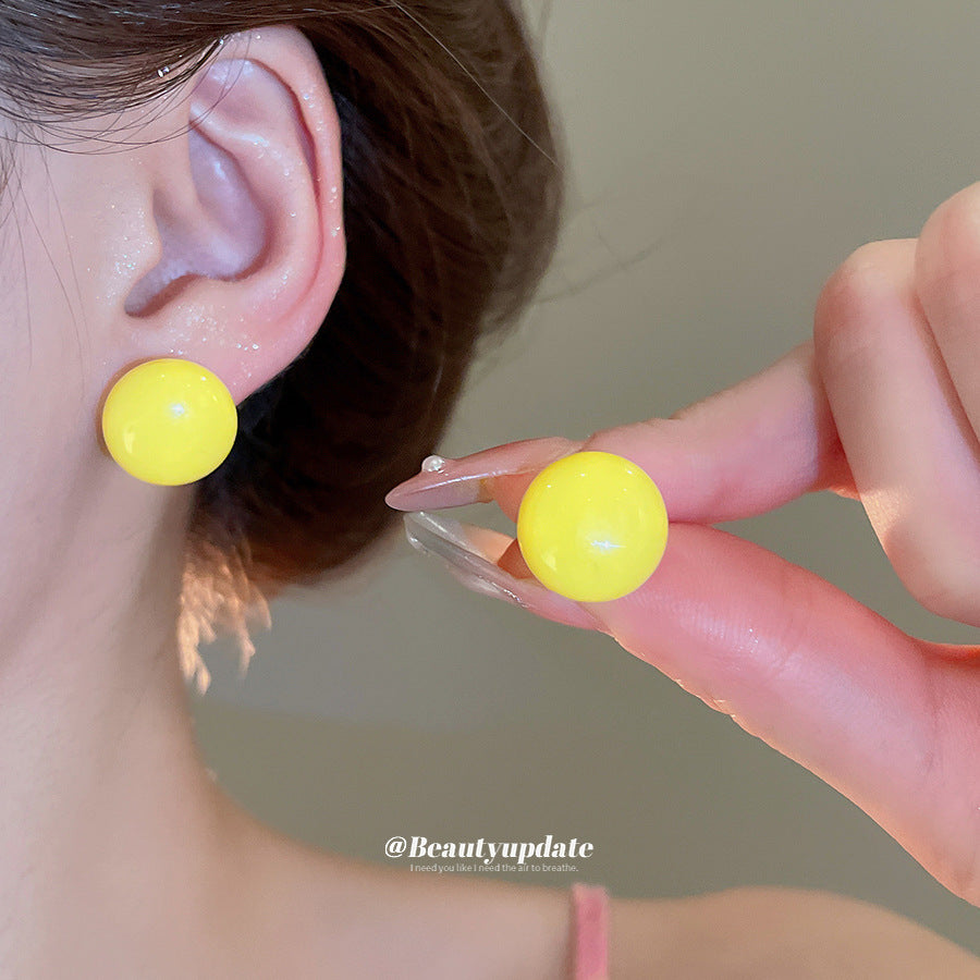 Sier Needle Color Bean-shaped Fresh Sweet Light Luxury High-grade Design Earrings