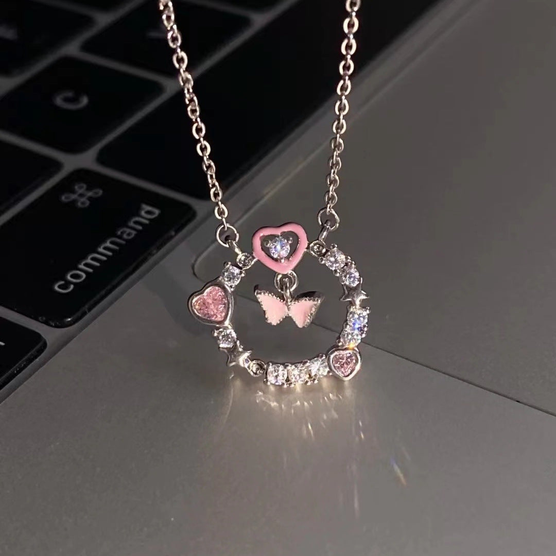 Korean Style Sweet Loving Heart Love Female Necklace