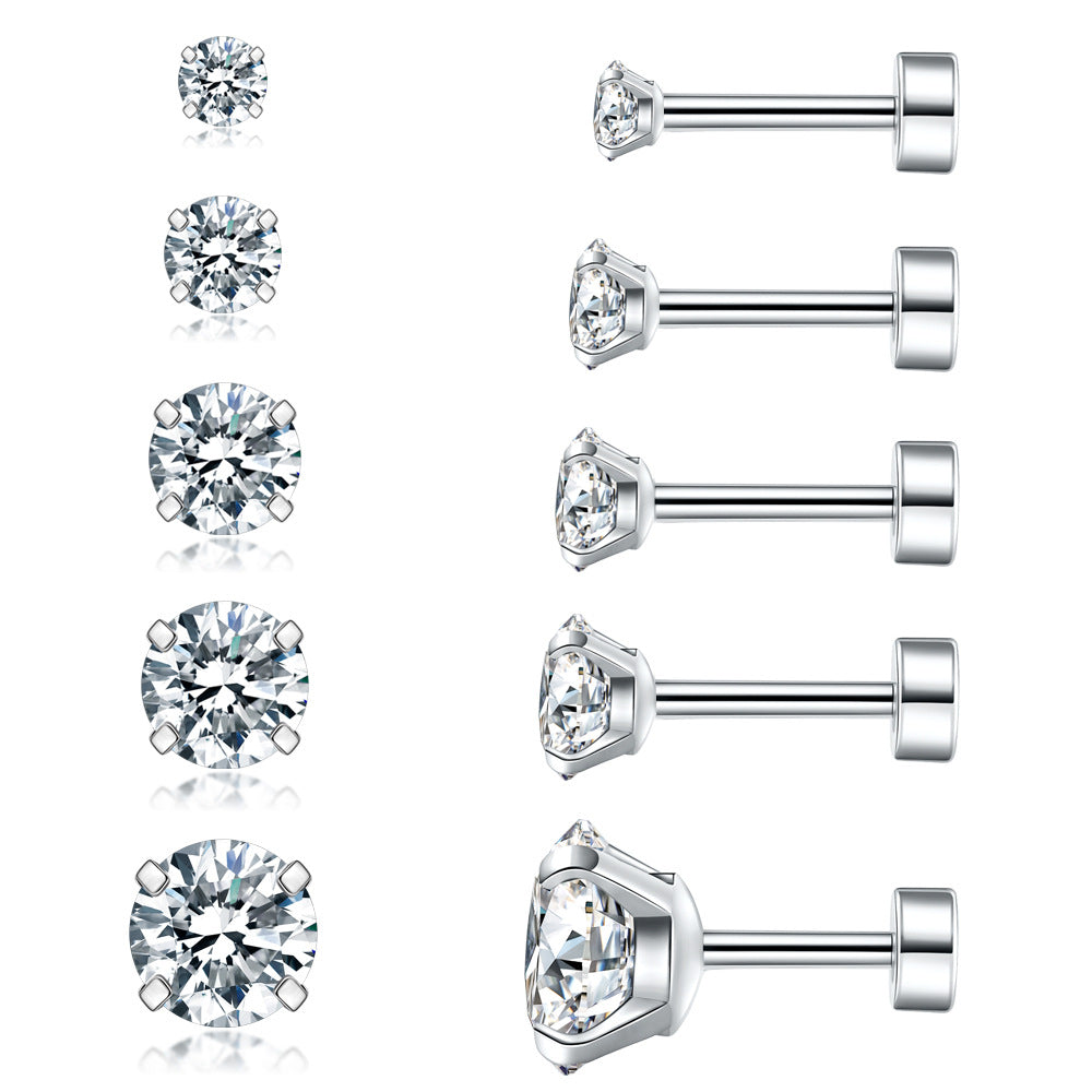 Fashion Zircon Personality Titanium Steel Claw Stud Earrings