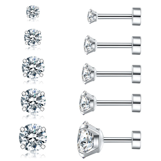 Fashion Zircon Personality Titanium Steel Claw Stud Earrings