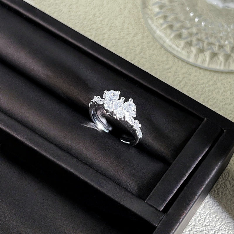 Sweet Style Niche Design Butterfly Flower Female Lace Hollow Out Ring