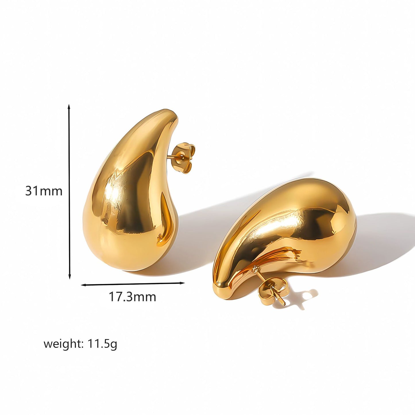 Women's High-grade Water Drop Gold Ear-ring Clip Titanium Rings