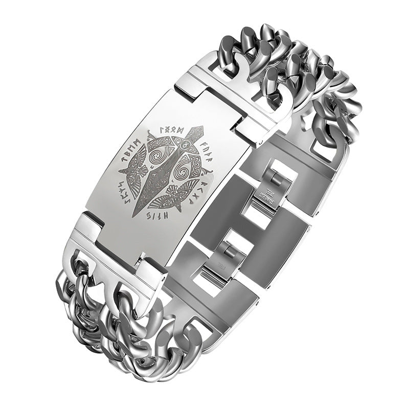 Men's Viking Spear Text Fashion Domineering Titanium Steel Bracelets