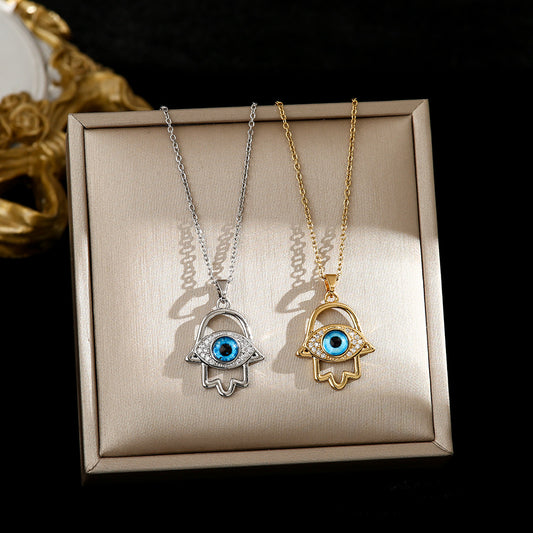 Titanium Steel Female Devil's Eye Fashion Design Sense Niche Temperament Necklace