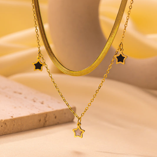 Women's Popular Twin Style Gold-plated Titanium Steel Necklaces